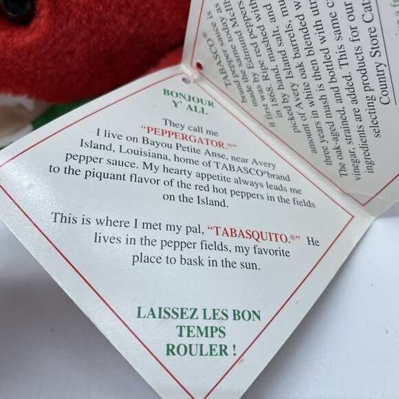 Tabasco Pepper Sauce Peppergator Alligator Plush Stuffed Animal Toy Red Green - Picture 3 of 12